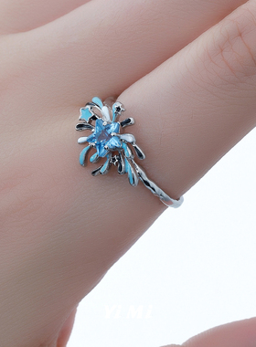 YiMi亦米原创轻奢烟火星辰猫咪戒指小众时尚浪漫烟花情侣对戒礼物