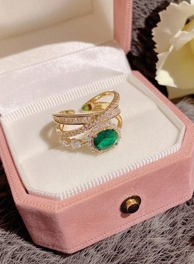 SweetGirl绿宝石开口可调戒指