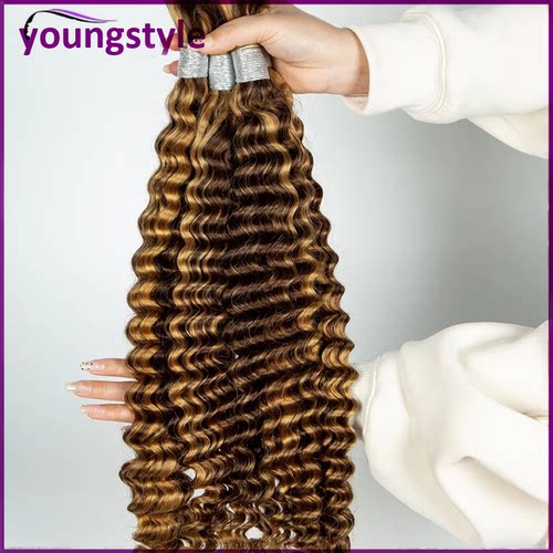 P4/27# Deep Wave Hair Bulk Brazilian Human Hair For Braiding - 图0