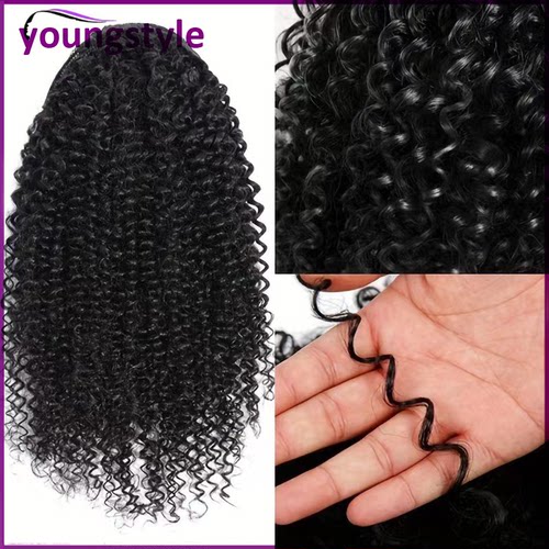 Curly kinky Drawstring Ponytail Human Hair Extensions100g - 图3