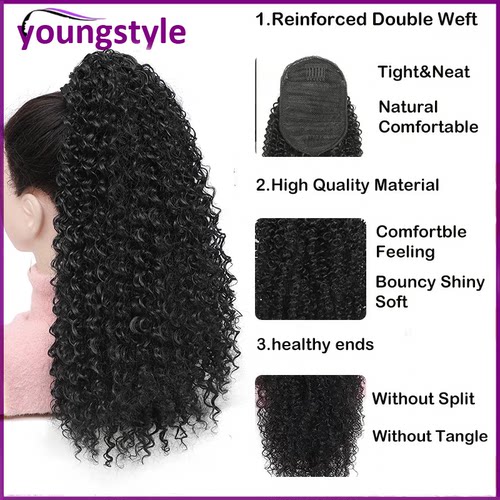 Curly kinky Drawstring Ponytail Human Hair Extensions100g - 图2