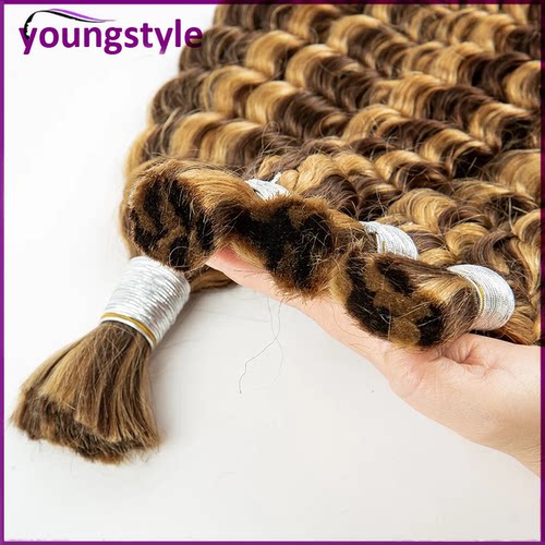 P4/27# Deep Wave Hair Bulk Brazilian Human Hair For Braiding - 图1