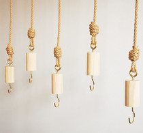 Clothing Store Wood Show Rack Hemp Rope Hanging Hanger Creativity Rings Single Hanging Hanger Lengthened Gold Hook