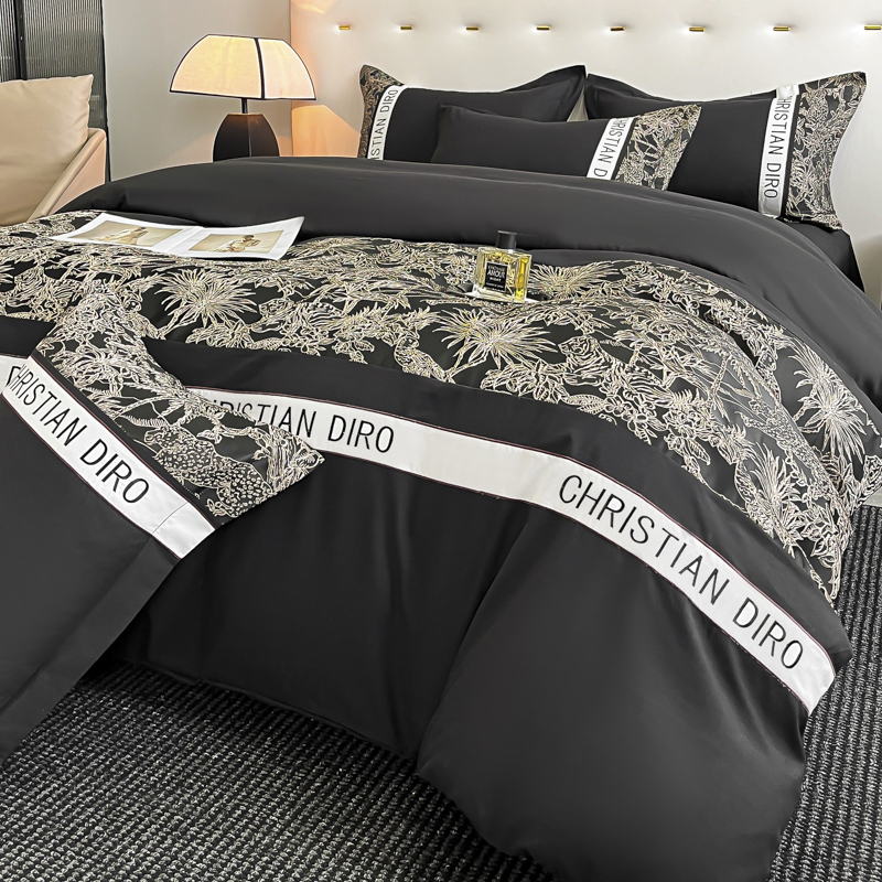 2025新款高级感亲肤磨毛四件套提花全棉刺绣被罩纯棉裸睡床上套件 - 图0