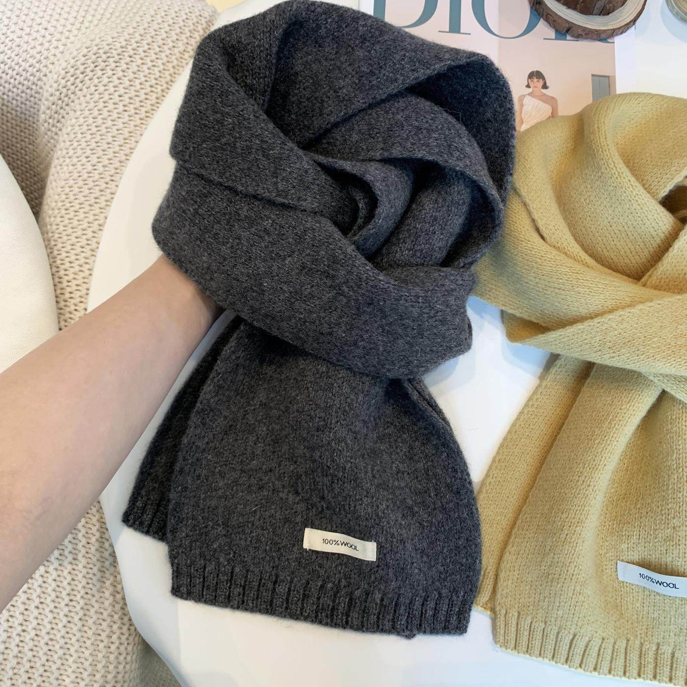 精选100%澳洲羊毛围巾女2025冬新款高级绒感纯色百搭保暖情侣围脖,淘宝优惠券,粉丝福利购,淘宝优惠卷