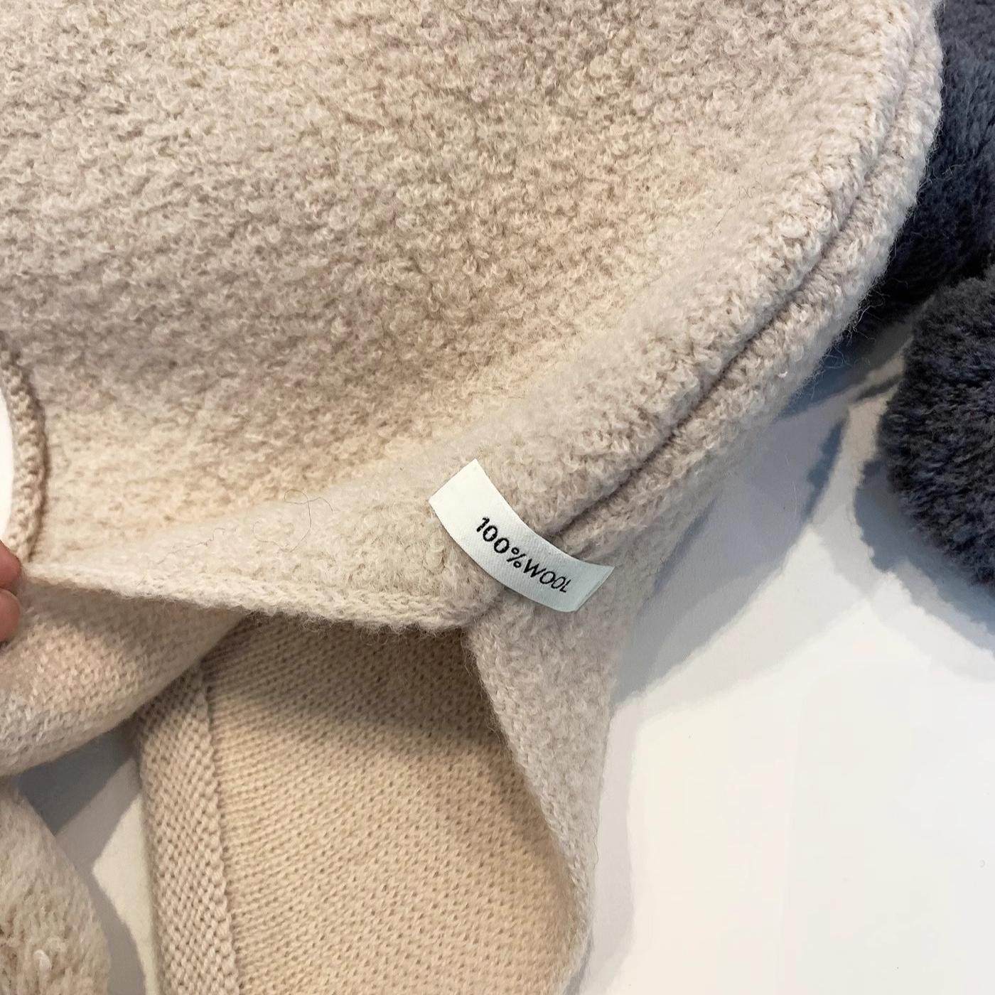 100%纯羊毛巴拉克拉法帽子女纯色保暖护耳毛球高级感圈圈毛针织帽,淘宝优惠券,粉丝福利购,淘宝优惠卷