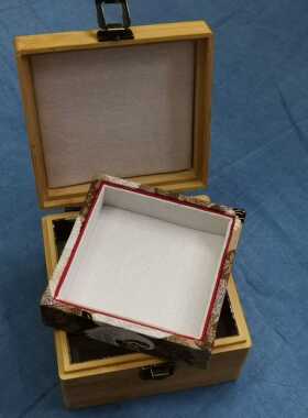 楠竹玉器印章双层文盘多格收纳盒