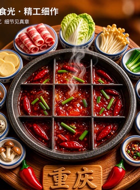 重庆火锅冰箱贴立体树脂磁吸山城特色美食文创旅游纪念品伴手礼