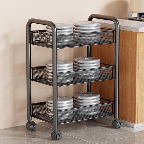 日本进口厨房多功能置物架可移动蔬菜架子零食货架多层收纳小推车 - 图3