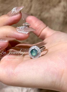Qn Jewelry/小飞碟 925纯银天然蓝水飞碟戒指A24