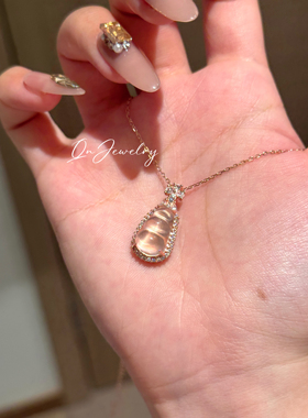 QnJewelry/粉豆小胖墩 天然莫粉s925纯银项链