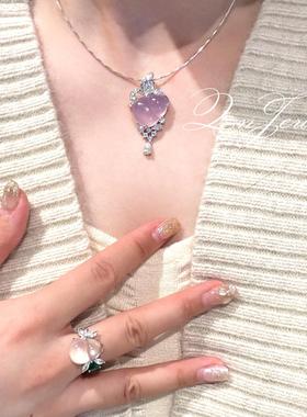 QnJewelry/ 蝴蝶流苏大福禄 天然紫玉髓s925纯银项链A22