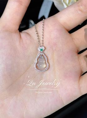 Qn Jewelry/双层小葫芦 天然玉髓 纯银项链A12