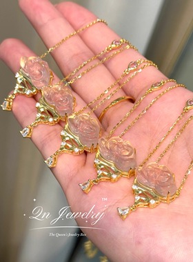 珐琅彩蛇与玫瑰纯银小众项链