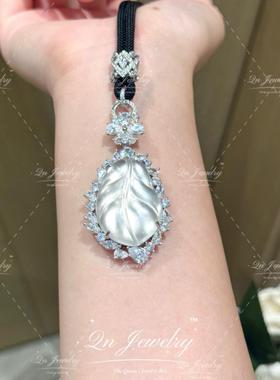 QnJewelry/ 老钱风大叶子s925银天然水沫玉项链