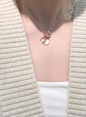 QnJewelry/ 弗洛拉 天然水沫玉蔷薇花s925纯银项链a10