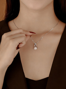 999纯银天然淡水珍珠康乃馨项链女轻奢高级感气质秋冬百搭锁骨链