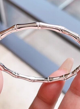 足银999.9 光面竹节闭口手镯 时尚大气简约手镯送礼佳选长辈情侣