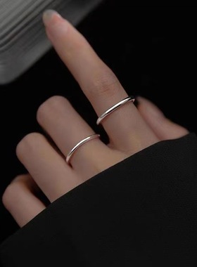 足银999素圈戒指女纯银小众设计日式轻奢精致高级感指环时尚