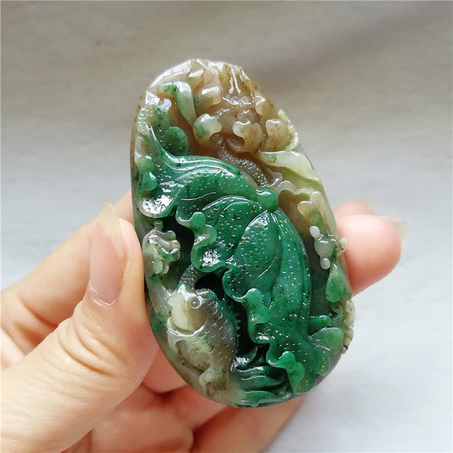 Collection of natural jade, Dushan Jade pendant, lotus fish, Dushan jade pendant, lotus leaf jade pendant, more than one pendant for many years, lotus rhyme, gift certificate