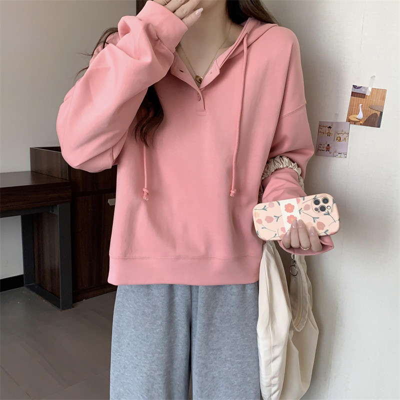 连帽卫衣女春秋薄款2022年新款学生宽松长袖上衣初秋季外套潮ins