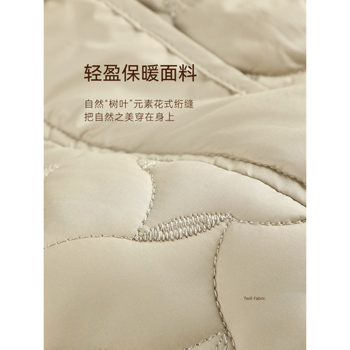 沫晗依美轻暖通勤花式绗缝棉衣25冬季新款休闲设计感连帽短款棉服 - 图2