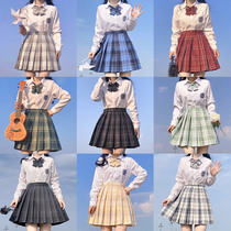 jk uniform lattice skirt original day ensemble college windy autumn winter school for senses long sleeves 100 pleats skirt shirts suit women