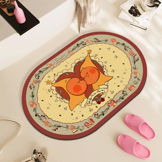 卡通星星人可爱浴室吸水家用地垫软硅藻泥厕所卫生间门口防滑脚垫