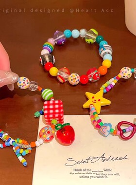 夏日学生党苹果星星串珠手链女童趣多巴胺个性手串可爱高颜值手饰