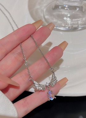 轻奢小众月光石天使之翼翅膀项链女ins风网红同款锁骨链颈链批发