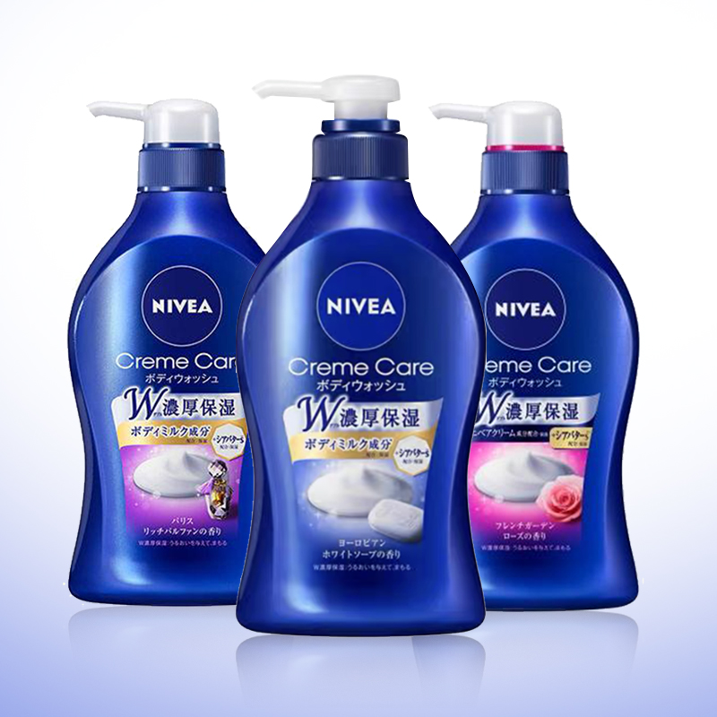 特价一批 日本NIVEA/妮维雅浓厚保湿沐浴露480ML玫瑰香水皂香多选