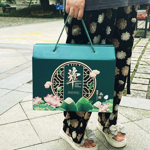 新款绿色端午节粽子礼盒包装盒送礼手提高档空盒企业团购现货速发 - 图1