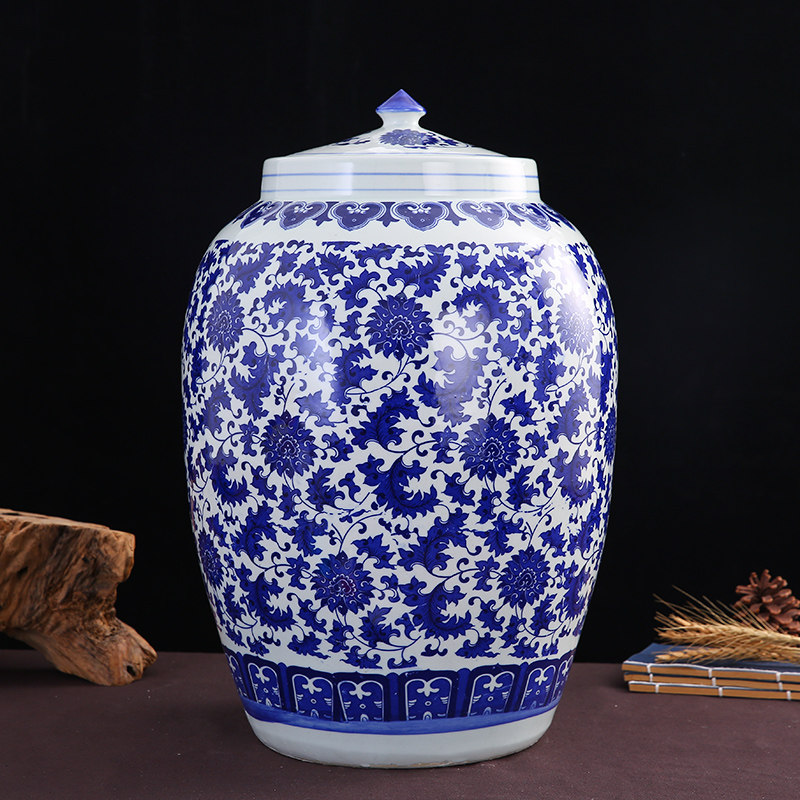 景德镇陶瓷米缸米桶水缸20/30斤50斤100斤带盖密封防潮储物罐防虫,淘宝优惠券,粉丝福利购,淘宝优惠卷