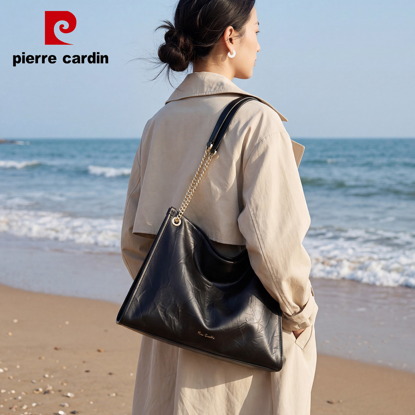 皮尔卡丹2025新款女包大容量潮流通勤休闲头层牛皮单肩手提托特包,淘宝优惠券,粉丝福利购,淘宝优惠卷