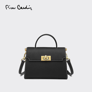 皮尔卡丹女包斜挎单肩真皮包包凯莉包妈妈包头层牛皮