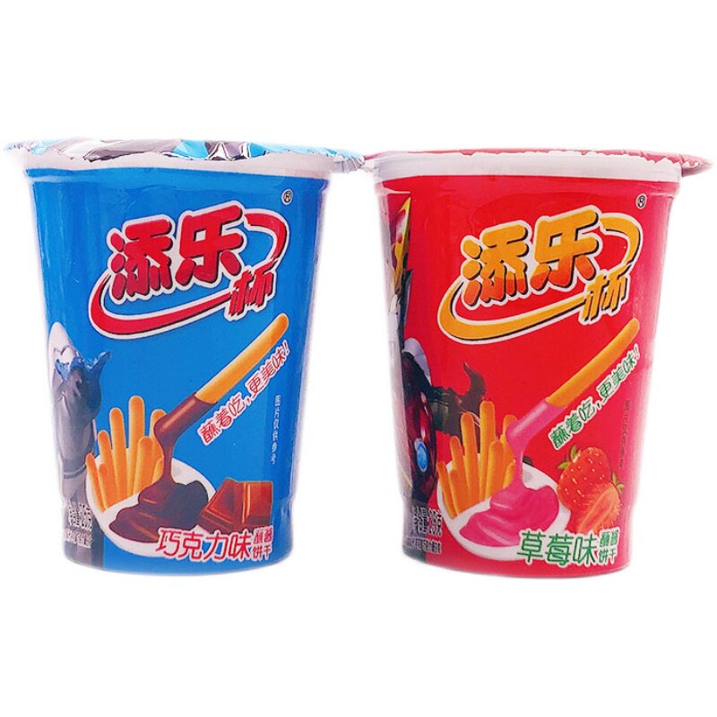添乐奥特蘸酱杯手指饼干草莓巧克力味6杯组合休闲零食25gx6_虎窝淘