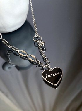新款锁骨链潮百搭简约黑色爱心