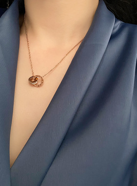 钛钢不掉色项链女式轻奢小众