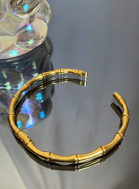 竹节钛钢不易掉色开扣手镯女通用