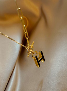 H字母长款毛衣链女2024年新款