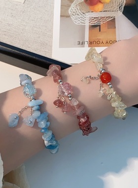 森系碎石串珠手串女小清新闺蜜手