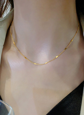 钛钢项链镀18k金轻奢锁骨链女