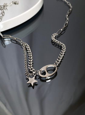 猪鼻子小众设计锁骨链项链女