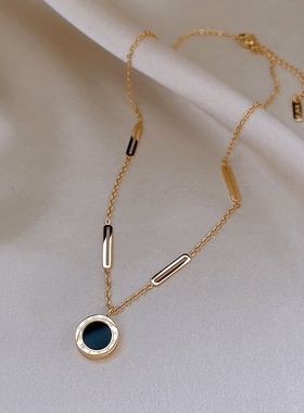 罗马数字项链黑白贝母双面