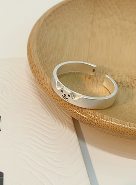 小猫和小情侣对戒简约个性食指戒