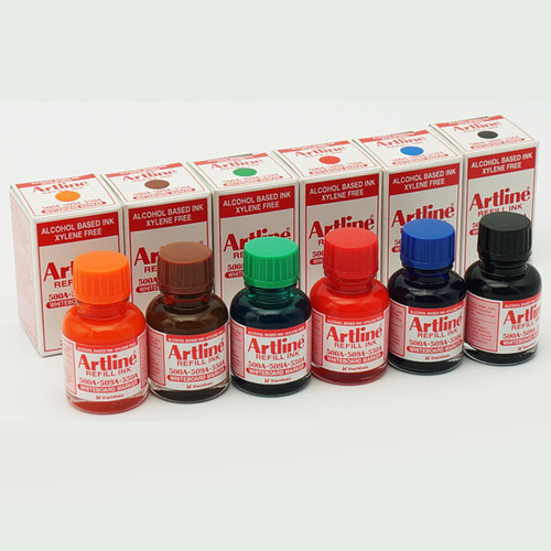 日本旗牌Artline白板笔补充墨水黑红油性补充液20ml 6色ESK-50A - 图2
