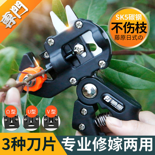 藤原嫁接剪刀多功能芽接刀具刀片u型v型苗木果树嫁接机器园艺工具 - 图0