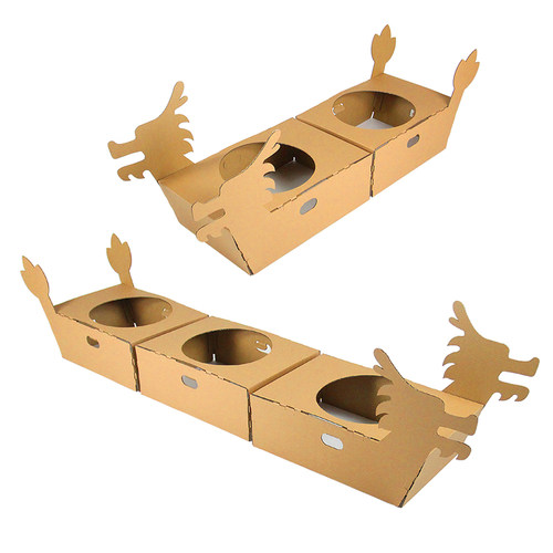 龙年幼儿园赛龙舟儿童纸船手工纸箱可穿戴纸壳纸板端午节玩具道具-图2