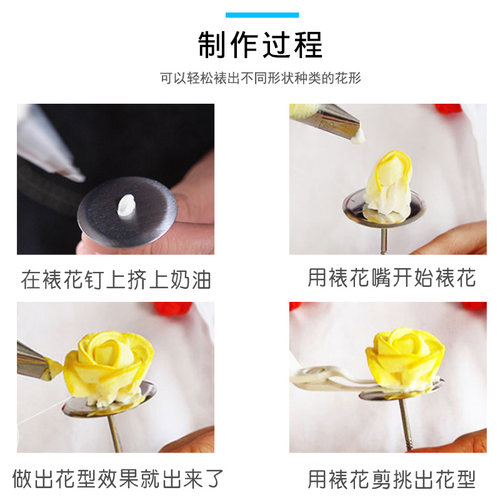 不锈钢 裱花钉裱花托 花钉 裱玫瑰花帮手 烘焙蛋糕DIY大中小号 - 图1