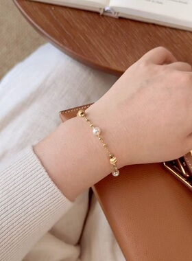 S925纯银手链珍珠猫眼复古简约时尚气质轻奢高端小众级设计感精致